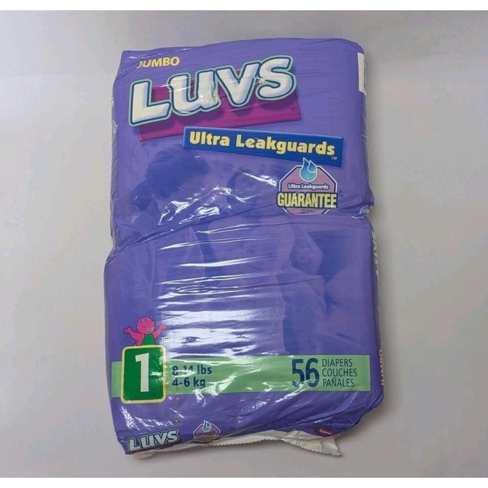 Luvs Vintage 2002 Size 1 Barney Diapers Ultra Leakguards SEALED New 56 Vtg Rare